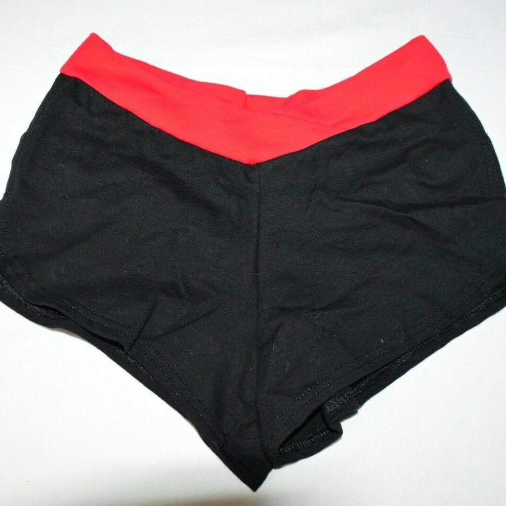Pizzazz Black Red Cheer Athletic Shorts Elastic